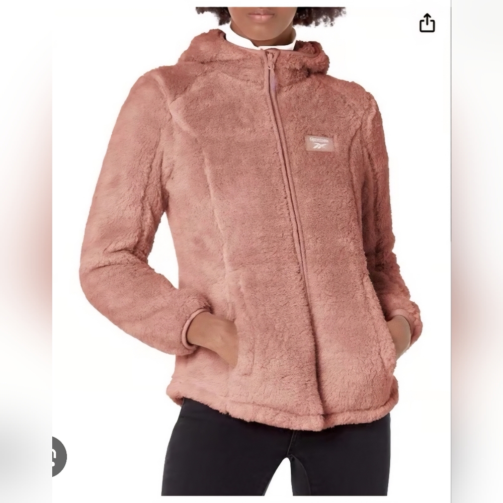 Reebok Plush Teddy Jacket in Dusty Rose